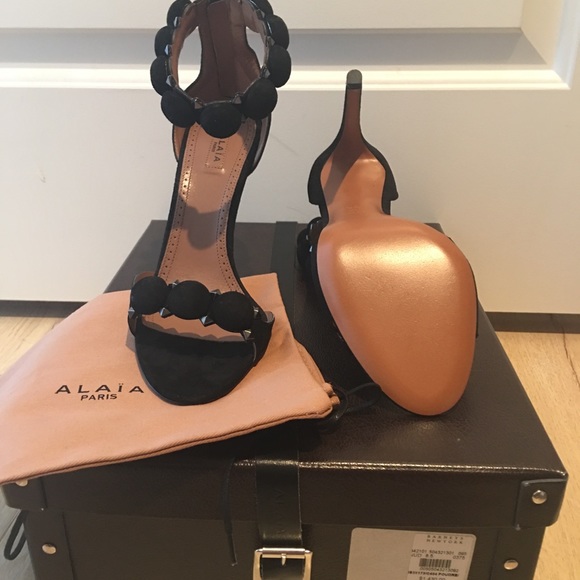 Alaia “Bombe” Suede Studded Black Heels - Picture 3 of 4